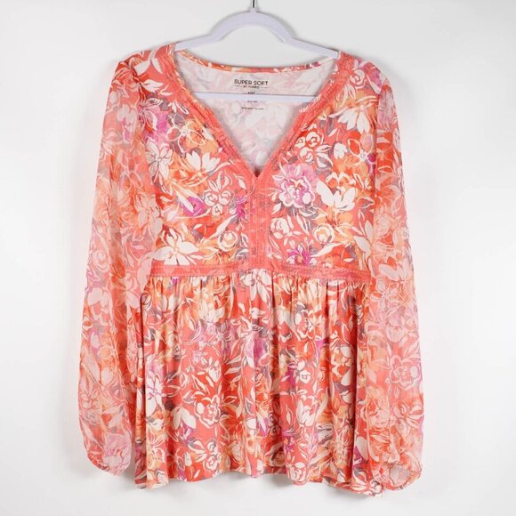 Torrid Babydoll Super Soft Balloon Chiffon Sleeve Top - Large - NWT - Picture 2 of 11